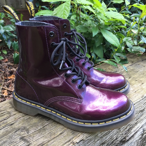 purple metallic doc martens